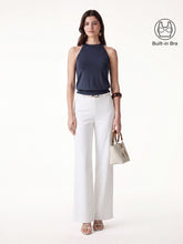 2Pcs Set Halter Neck Bra Top & Wide Leg Pants with Pockets