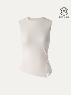 CoolTouch Round Neck Twisted Bra Tank with Slit