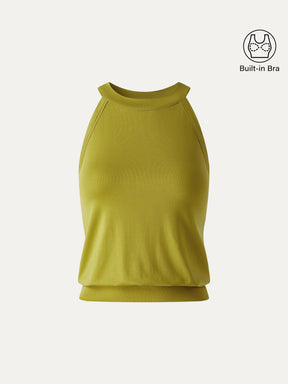 Halter Neck Banded Hem Bra Tank