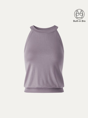 Halter Neck Banded Hem Bra Tank