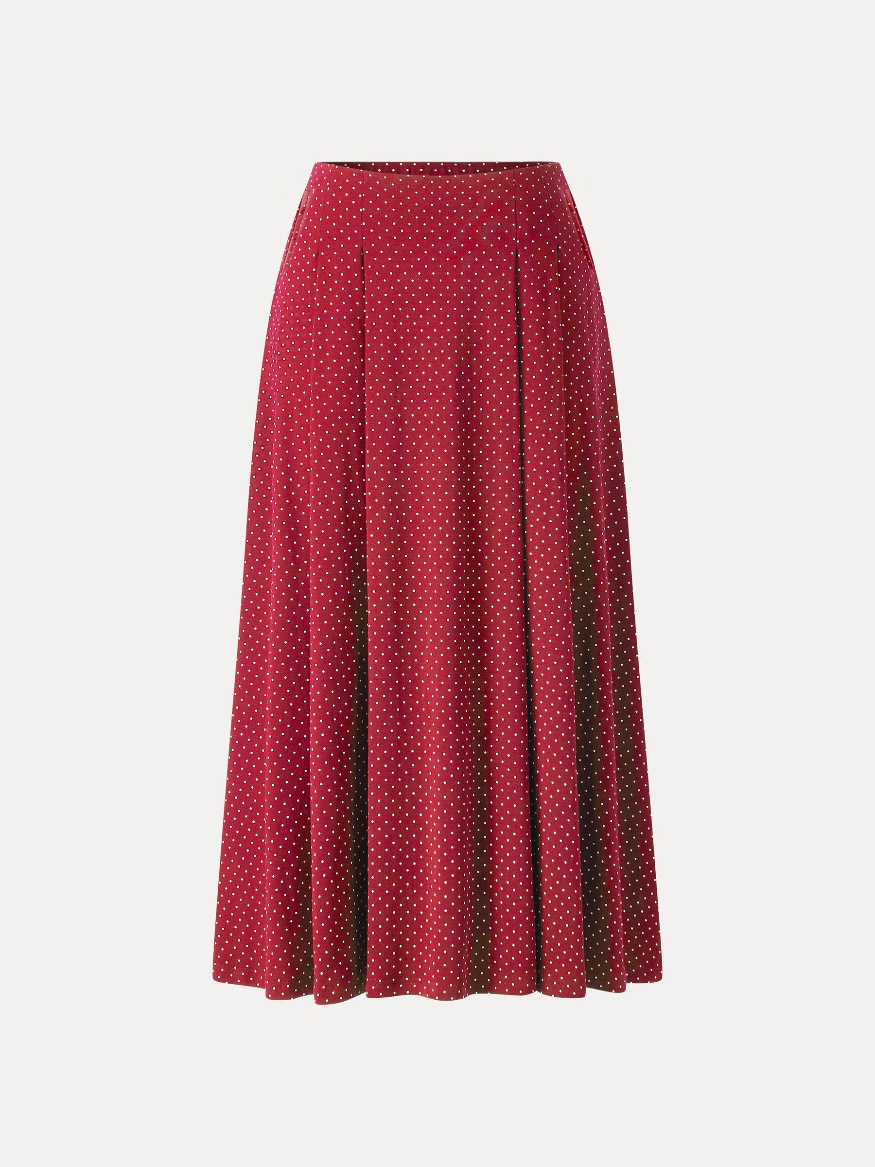 Polka Dots Flared Midi Skirt with Pockets