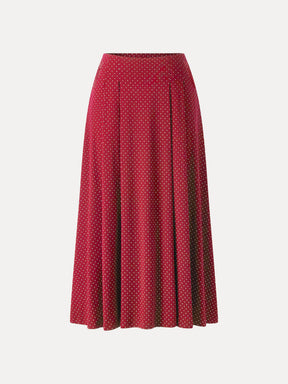 Polka Dots Flared Midi Skirt with Pockets