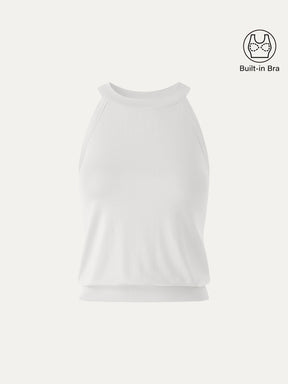 Halter Neck Banded Hem Bra Tank