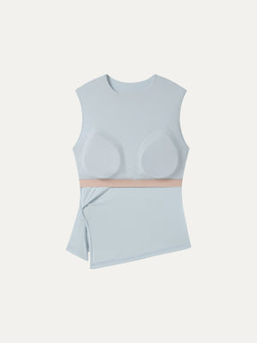 CoolTouch Round Neck Twisted Bra Tank with Slit