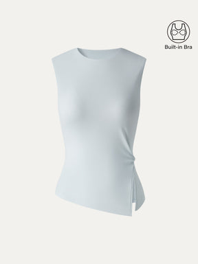 CoolTouch Round Neck Twisted Bra Tank with Slit