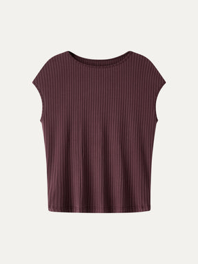 Wrinkle-Free Ultra-soft Boatneck Cap Sleeve Ribbed Top