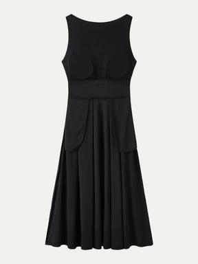 Boatneck Bamboo Ponte Bra Midi Dress with Pockets