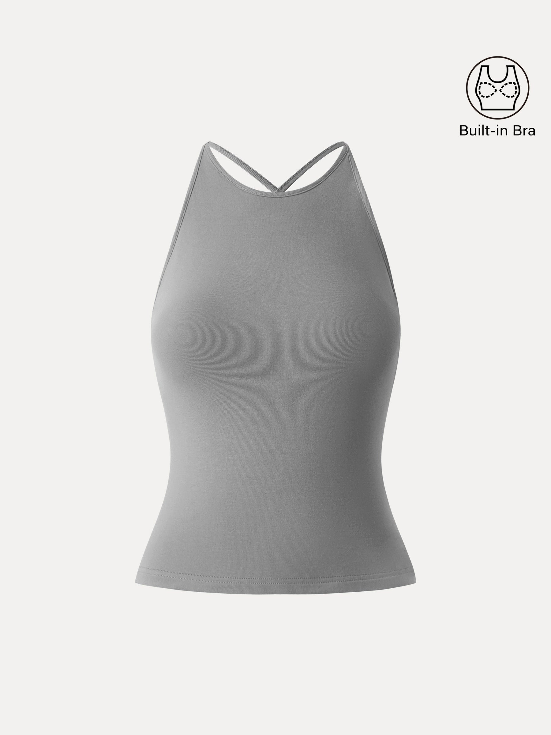 Round Neck Cross-Back Bandless Bra Top