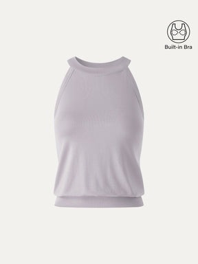 Halter Neck Banded Hem Bra Tank