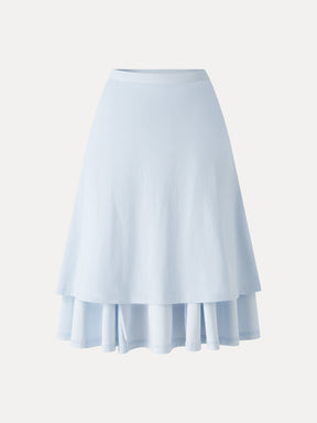 2Pcs Set Round Neck Tee & Midi Skirt with Pockets
