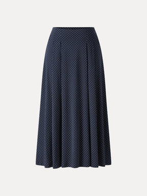 Polka Dots Flared Midi Skirt with Pockets