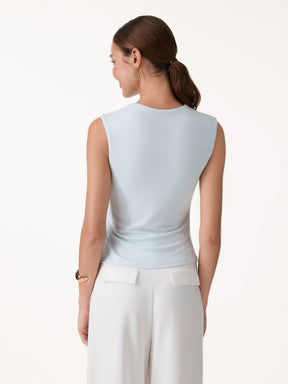 CoolTouch Round Neck Twisted Bra Tank with Slit