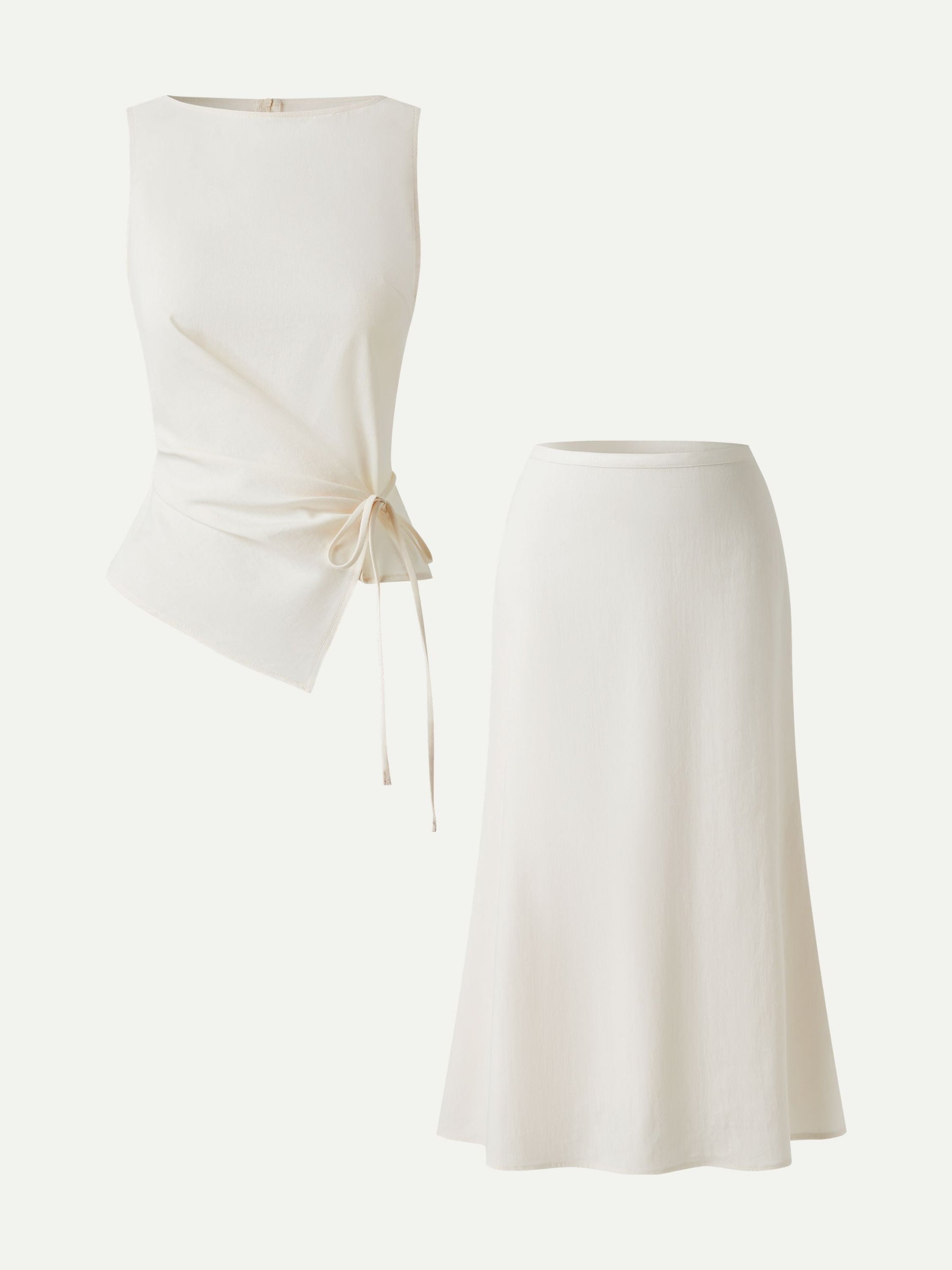 2Pcs Set Boatneck Top & Maxi Flared Pull-On Skirt