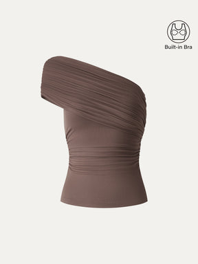 One Shoulder Gathered Bra Top